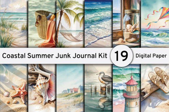 Download Watercolor Coastal Summer Junk Journal - Summer junk journal Collection