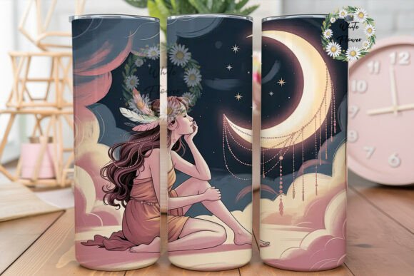 Download Dreamy Moon Girl 20oz Tumbler Wrap - Tumbler Collection