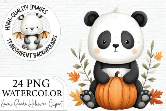 Download Kawaii Panda Halloween Clipart Bundle - Kawaii panda Collection