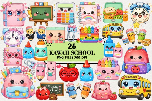 Download Kawaii Happy to School Clipart Bundle - School clipart Collection