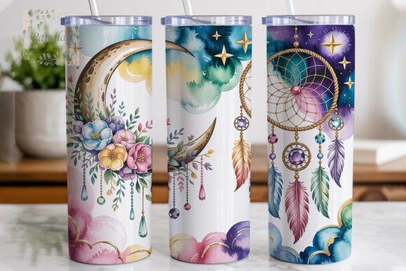 Download Dreamy Moon Floral Dreamcatcher Tumbler - Tumbler Collection