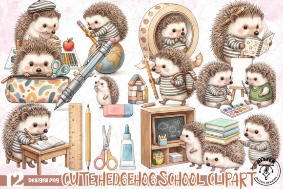 Download Cute Hedgehog School Clipart PNG - School clipart Collection