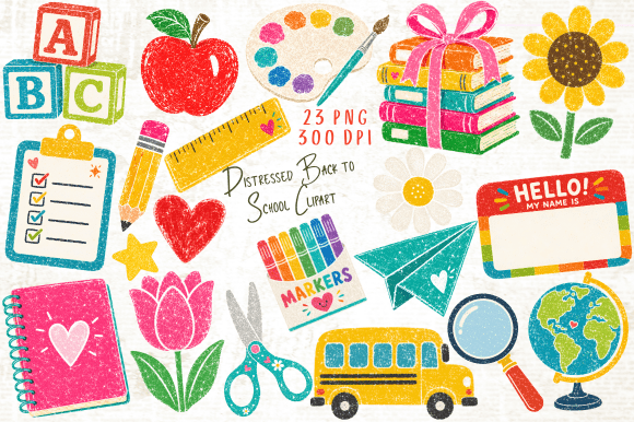 Download Distressed Back to School Clipart PNG - School clipart Collection