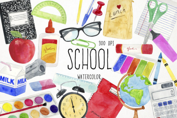 Download Watercolor School Clipart, Classroom - School clipart Collection