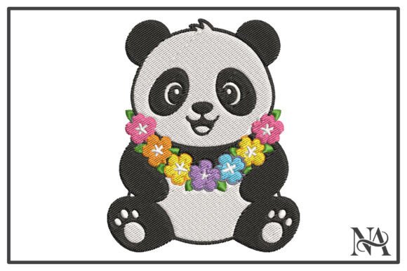 Download Kawaii Panda Flower Lei Embroidery - Kawaii panda Collection