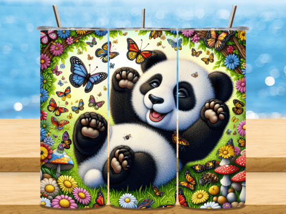 Download Playful Panda Garden Butterfly Tumbler - Tumbler Collection