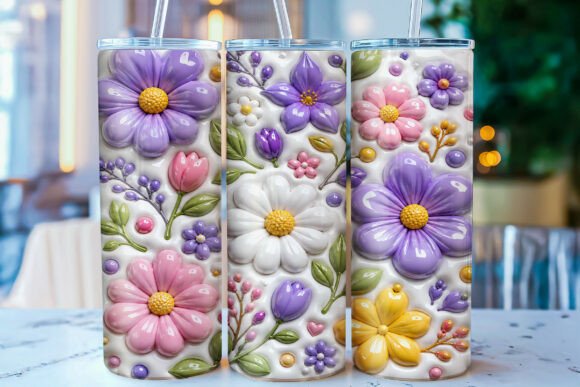 Download Inflated Pastel Floral Tumbler Wrap PNG - Tumbler Collection