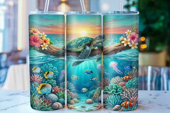 Download Sea Turtle Ocean 20oz Tumbler Wrap PNG - Tumbler Collection