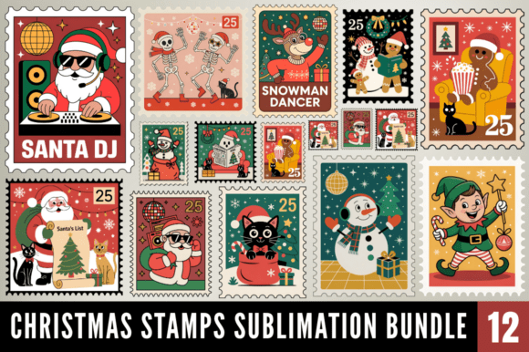 Download Christmas Stamps Sublimation Designs - Sublimation designs Collection