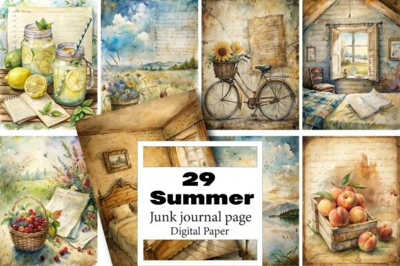 Download Summer Junk Journal Page Kit - Summer junk journal Collection