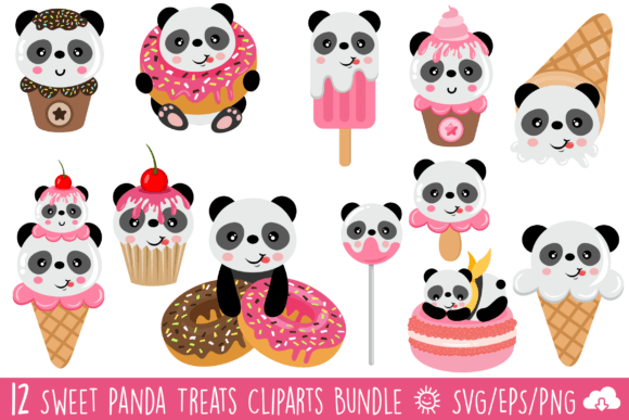 Download Kawaii Panda Treats Clipart Bundle - Premium Bundle