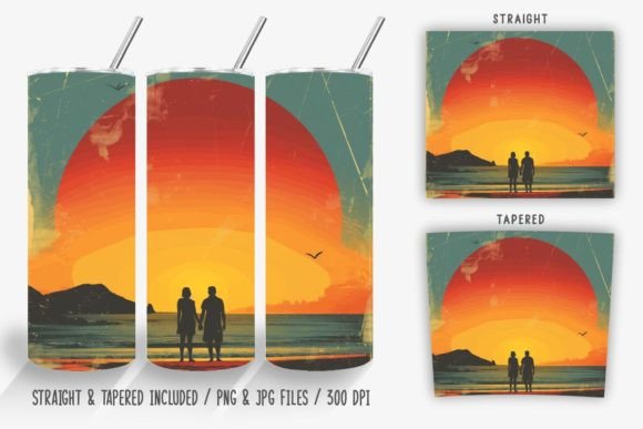 Download Vintage Couple Beach Tumbler Wrap PNG - Tumbler Collection